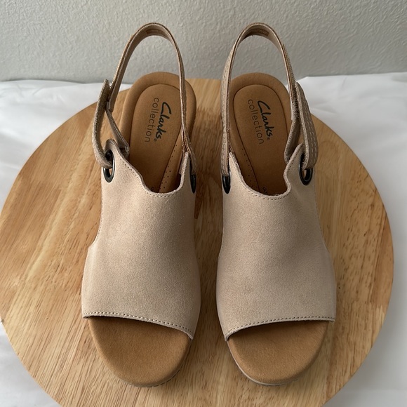 Clarks Collection Suede Cork Wedges - Giselle Sea - Picture 2 of 13